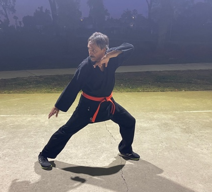 Shaw performing Kiado-Ryu kata Institute Form #1.