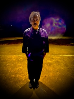 This is a cool photo creating a mystical aspect with the colored sphere in the background.